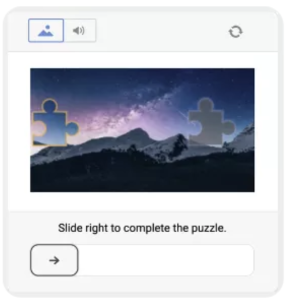 Capture d'écran du puzzle CAPTCHA de DataDome
